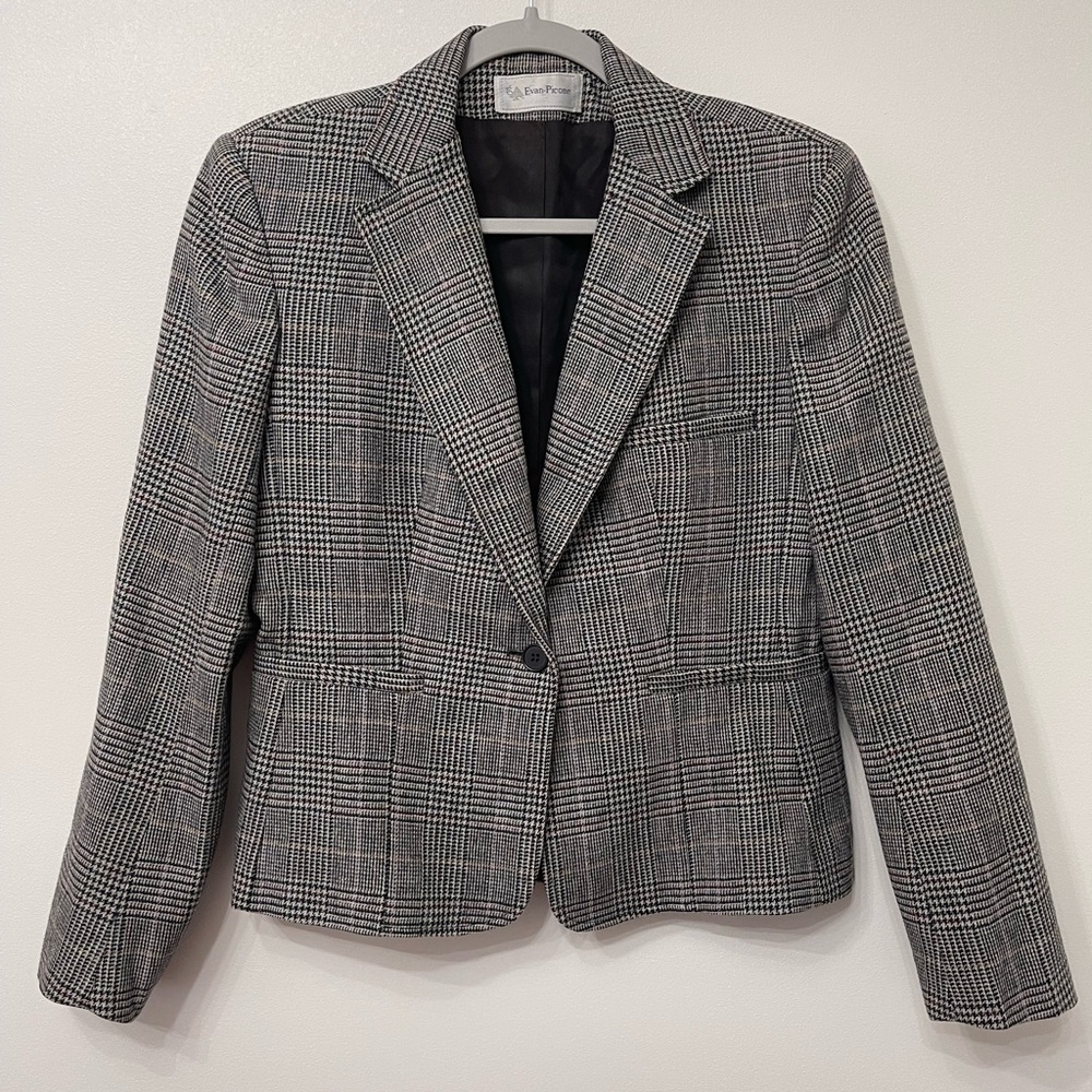 Vintage Evan Picone Plaid Wool Blazer
